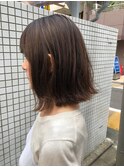 伸ばしかけボブ　脱白髪染め　ハイライト