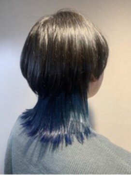 エイム ヘア リアム 調布店(eim hair liam) ウルフマッシュ×サファイアブルー/メンズウルフ/マッシュヘア