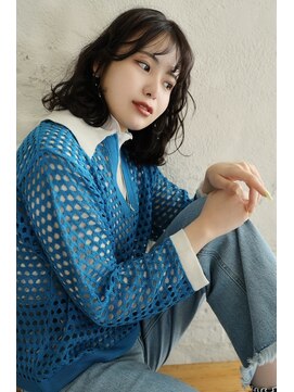 ヘアーメイクパウダー 天王寺寺田町店(Hair make powder) 小顔外ハネミディアムアッシュ20代30代40代くびれミディ韓国ヘア