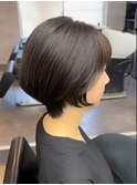 ヘアカラーショートボブ/脱白髪染め/ショートヘア/白髪ぼかし
