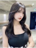 ワンホンレイヤーカット*顔周りカットツヤカラー黒髪グレージュ