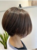 40代50代白髪ぼかしハイライトショートボブ髪質改善根元パーマ