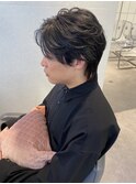 毛流れレイヤー センターパートウルフ アッシュグレー MOMO