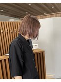 切りっぱなしボブ/ピンクベージュ