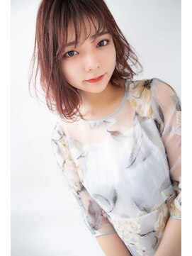 ヘアーズ ベリー 長居店(hairs BERRY) BERRY/斜めバング/デザインカラー/ミディアム/美髪/夏