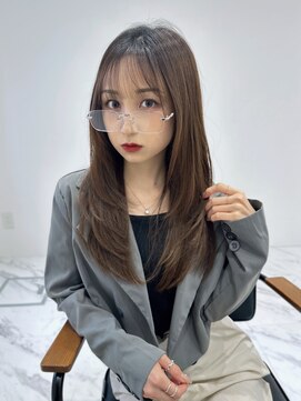 シェノン 夙川(CHAINON) デザインカラー/レイヤーカット/ウェットヘア/オリーブベージュ