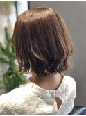 外はねボブ/あごラインボブ/切りっぱなしボブ/シナモンベージュ