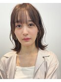 大人可愛いミディアムロブ×くすみベージュ@30代@40代@50代