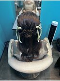 お花ハーフアップ