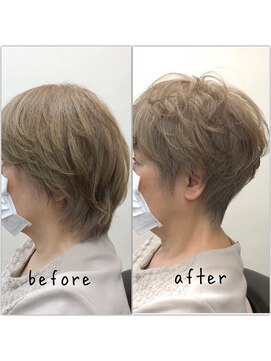 テルミークリニカルデザイン 北千里 シニアショート50代60代ショートパーマくびれショート