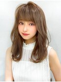 シャギーレイヤー韓国ワンホンヘアシースルーぱっつん前髪