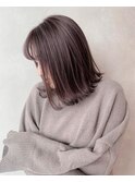 大人気！ブリーチ無しラベンダーグレーくびれボブ透明感カラー