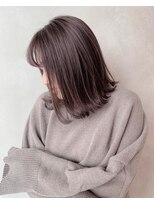 ヒュー 広島(HEW)&nbsp;大人気！ブリーチ無しラベンダーグレーくびれボブ透明感カラー