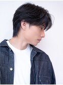 センターパート／メンズヘア／ニュアンスパーマ