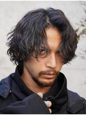 原宿波巻きパーマメンズマッシュウルフカットイストパーマ