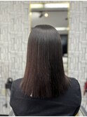 大人可愛い透明感立体感グレージュ×エアストレート