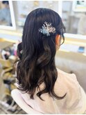 結婚式 二次会 お呼ばれ ハーフツイン×華やかアクセ