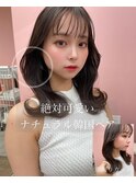 ピンクグレージュ×韓国風顔周りレイヤーカット/