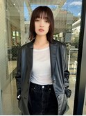 レイヤーカット ウェットヘア オリーブベージュ 大人ヘア 原宿