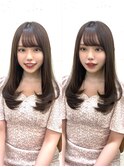 20代30代40代◎前髪パーマ韓国風巻きくすみベージュお団子ヘア