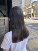 10代/20代/切りっぱなしロング/オリーブカラー