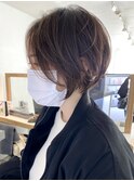 金沢八景ショートボブ丸みショートイルミナカラー顔周りレイヤー