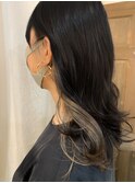 暗髪でも透明感！デザインカラー☆シルバーアッシュハイライト