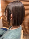 大人かわいいミディアムきりっぱボブオレンジベージュ