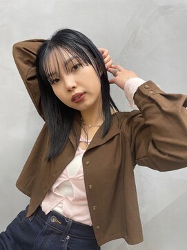 オアシス(oasis) 【oasisマミ】大人可愛いブルーブラック切りっぱなしミディ