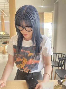 ヒュー(HUE) ネイビーカラー　ネイビーブルー　ダブルカラー