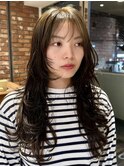 ロング　レイヤー　韓国レイヤー　オリーブ