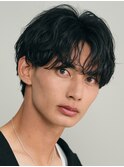 大人ゆるめニュアンスシャドウパーマメンズセンターパート