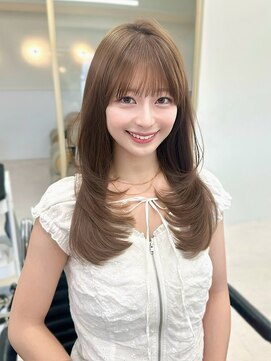 ベル 新宿店(Vel) 【白神】セミロングレイヤー/顔周りカット/ココアグレージュ
