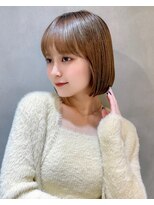 ロンドリゼル 札幌(Lond RiseL)&nbsp;オリーブグレー/前髪/ボブ/マロンベージュ/レイヤーカット/小顔