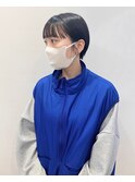 【松戸 石山】丸みショート 黒髪 ワイドバング