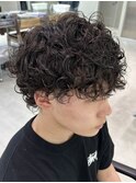 プードルパーマハードスパイラルパーマメンズツーブロック眉毛