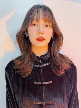 アルバム 渋谷パルコ(ALBUM) ワンホンヘアミディアムロング_斜めバング_89127