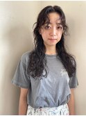 【wave perm】ロングパーマ_前髪パーマ_オリーブベージュ