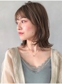 ミニウルフ美髪チェリーブラウンシースルーバング#235f0506