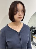 内巻きボブショート顔周り小顔カットボルドーレッド暖色ブラウン