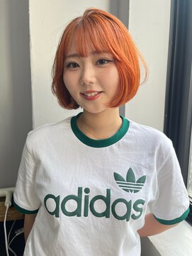 ロティー(loty) オレンジカラー ボブ 暖色カラー ダブルカラー