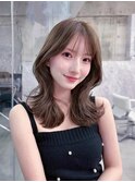 黒髪韓国小顔レイヤーイメチェン暗めオリーブグレークラゲヘアー