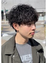 マグサロンギャラリー(Mag salon gallery)&nbsp;メンズカラー×ツイストスパイラルパーマ韓国風アッシュブラック