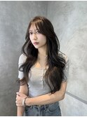 レイヤーカット　透け感グレージュ