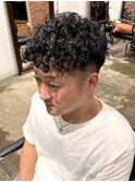 爽やかメンズショートメンズパーマメンズウェーブヘアアッシュ