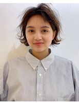 グッデイ ヘアー(GOOD DAY HAIR)&nbsp;ミニボブ 毛先パーマ　黒髪 シアーグレージュ　くすみベージュ