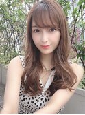 大人かわいいフェザーバングロングアッシュベージュ30代吉祥寺