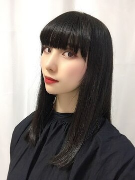 ルッソリベラ 池袋(Lusso libera) 重ためロング　ワイドバング　ブルーブラック◎30代40代50代