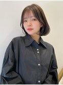 大人ガーリー チョコレート 小顔カット ボブ 薄めバング t519