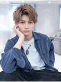 メンズハイトーンカラーアップバングツーブロックモテ髪